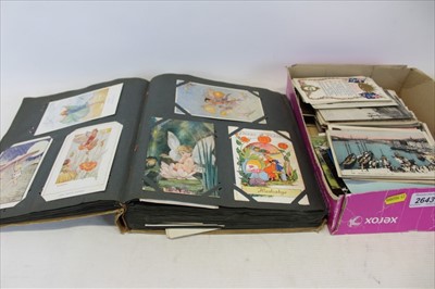 Lot 2643 - Postcard albums together with loose cards, including fairies ,bonzo x4, Louis Wain