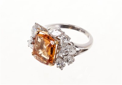 Lot 507 - Topaz and diamond cluster cocktail ring