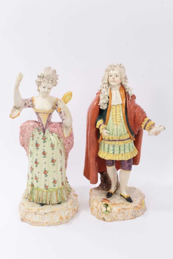 Lot 58 - Pair unusual late 19th century pottery figures - possibly French depicting a corpulent gentleman