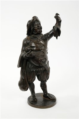 Lot 930 - 19th century bronze, depicting game dealer of good colour