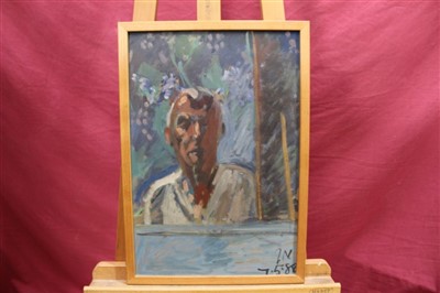 Lot 109 - John Nash (1932-2018) oil on board - Self Portrait, signed and dated '88, 46cm x 32cm together with six other portraits, six framed (7)