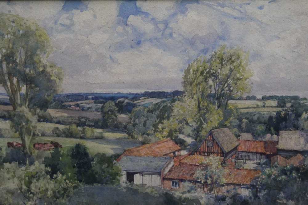 Lot 1177 - George Robert Rushton (1869-1947) watercolour - Belstead Hall Farm, signed, in glazed gilt frame, 28cm x 46cm