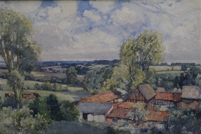 Lot 1177 - George Robert Rushton (1869-1947) watercolour - Belstead Hall Farm, signed, in glazed gilt frame, 28cm x 46cm