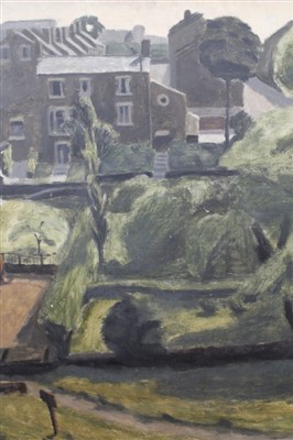 Lot 1185 - John Nash (1932-2018) oil on board - House in Garden Landscape, unsigned , 85cm  x 75cm together with a oil on board, landscape, unsigned, 30cm x 25cm