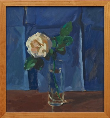 Lot 1188 - John Nash (1932-2018) oil on board - White Rose in Vase, dated '92, 38cm x 35cm together with seven other still life oils of flowers in vases, five framed (8)