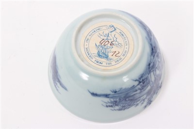 Lot 80 - The Nanking cargo, 18th century Chinese blue and white tea bowl and saucer