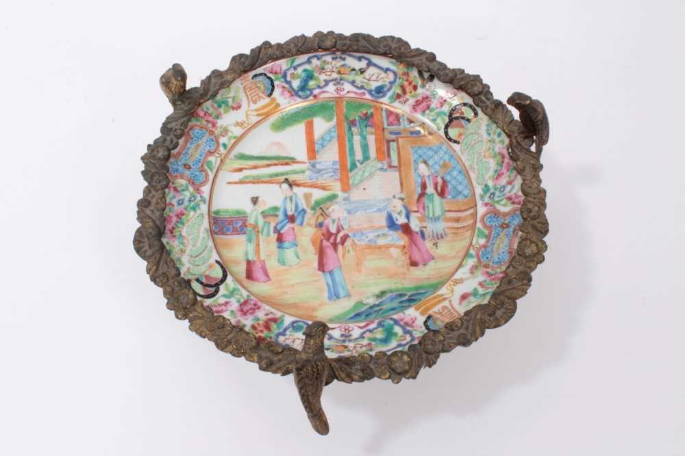 Lot 83 - 19th century Cantonese porcelain dish with polychrome figure