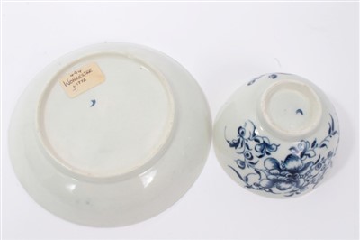 Lot 85 - 18th century Worcester blue and white teapot stand, sugar and tea bowl and saucer