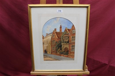 Lot 1194 - Frederick Brett Russel (1813-1869) watercolour - Major Turner's House, Westgate Street