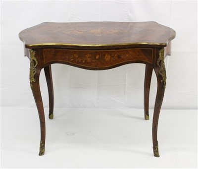 Lot 1643 - Late 19th / early 20th walnut, floral marquetry and brass mounted centre table