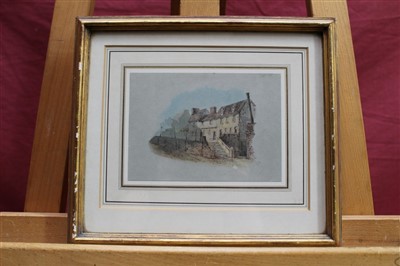 Lot 1198 - Edward Pococke (1843-1901) group of four ink and watercolour views of Ipswich to include Browns Yard and the Shire Hall Steps, each signed, in matching glazed gilt frames