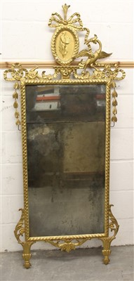 Lot 1332 - Good George III carved giltwood pier mirror, in the manner of Adams