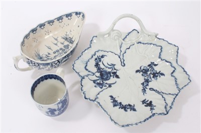 Lot 116 - 18th century Worcester blue and white leaf moulded dish
