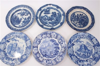 Lot 119 - Collection of 19th century English blue and white table wares