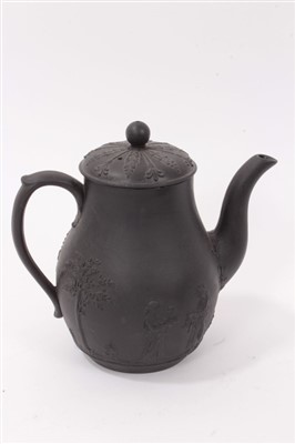 Lot 120 - Two early 19th century Wedgwood black basalt teapots and covers