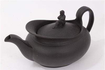 Lot 120 - Two early 19th century Wedgwood black basalt teapots and covers