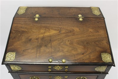 Lot 1348 - Rare 17th century Indo-Portuguese brass moulded hardwood desk on stand