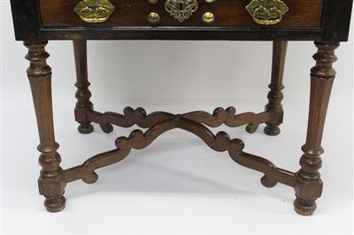 Lot 1348 - Rare 17th century Indo-Portuguese brass moulded hardwood desk on stand