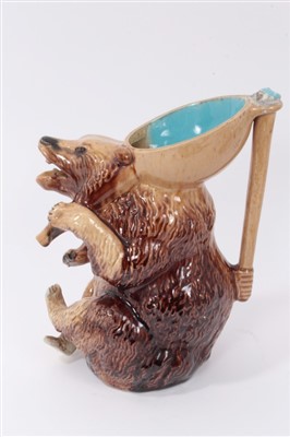 Lot 133 - A late 19th century Holdcroft majolica bear shaped jug