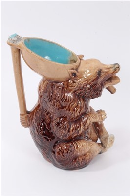 Lot 133 - A late 19th century Holdcroft majolica bear shaped jug