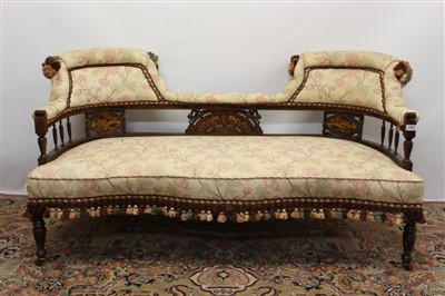 Lot 1363 - Late 19th century rosewood and inlaid settee