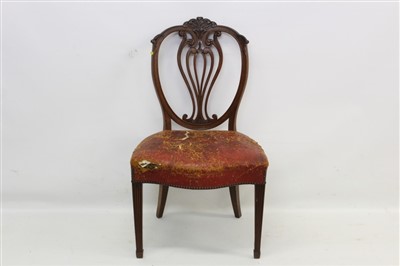 Lot 1401 - A 19th century mahogany side chair with leather seat