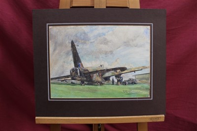 Lot 1231 - Clifford Charles Turner (1920-2018) Watercolour - Service of Fighterplane , signed and mounted, 27cm x 38cm together with various other watercolours on paper, one glaze framed (6)