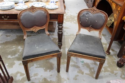 Lot 1405 - Pair of Victorian Puginesque gothic oak side chairs