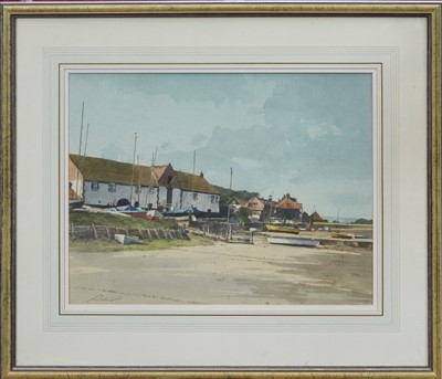 Lot 1240 - Stanley Orchart (1920-2005) watercolour - Burnham Overy Staithe, signed, in glazed frame, 44cm x 58cm