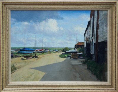 Lot 1241 - Stanley Orchart (1920-2005) oil on board - Burnham Overy Staithe, signed, in glazed frame, 64cm x 86cm