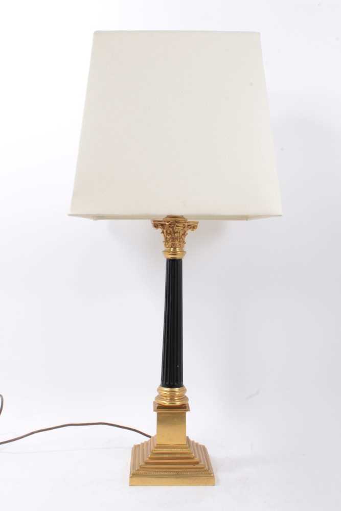 Lot 1434 - Gilt brass Corinthian column table lamp