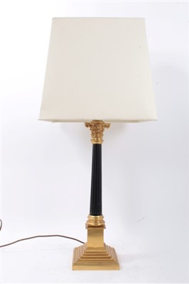 Lot 1434 - Gilt brass Corinthian column table lamp