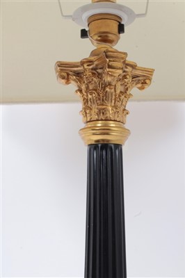 Lot 1434 - Gilt brass Corinthian column table lamp