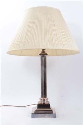 Lot 1435 - Silver plated Corinthian column table lamp