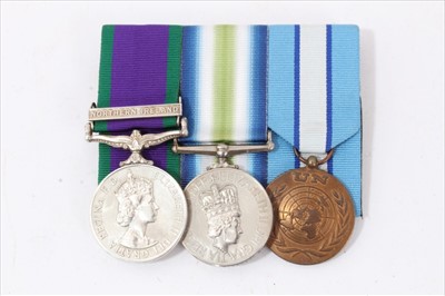 Lot 535 - Elizabeth II Medal Group comprising General Service medal (Post 1962 type) with Northern Ireland clasp named to named to 24498334 PTE. B. Kanani Q.L.R. , South Atlantic Medal named to 24498334 PTE....