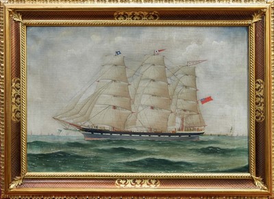 Lot 1475 - J. F. Fannen (act.c1880-c.1905) oil on canvas - The Ship Hurunui off the Coast, signed and dated 1902, in gilt frame, 49cm x 74cm