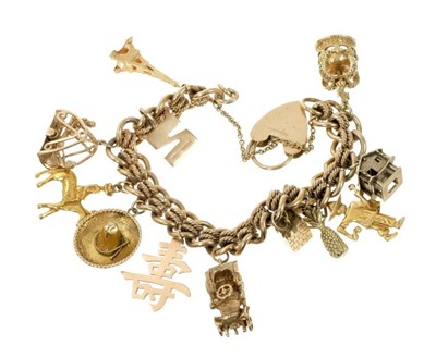 Lot 655 - 9ct gold charm bracelet