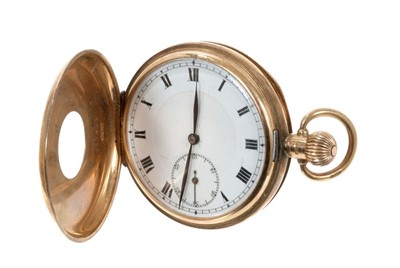 Lot 826 - Gentlemen’s 9ct gold half hunter pocket watch