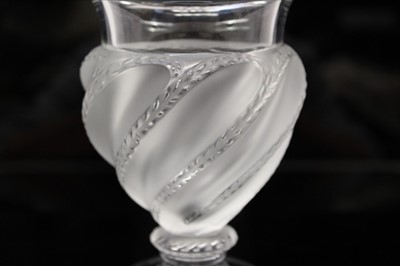 Lot 2003 - Contemporary Lalique crystal Ermenoville pattern vase, signed Lalique, France on base, 14.5 cm high