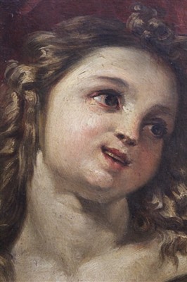 Lot 1559 - Continental school, 19th century oil on paper laid on panel - an angelic child, in gilt frames, 16.5cm x 11.5cm