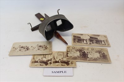 Lot 3558 - Holmes type stereoscope manufactured by "Underwood & Underwood New York" with appropriately 200 cards