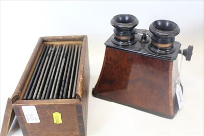 Lot 3556 - Brewster stereoscopic viewer together with a box of twelve 19th century glass slides