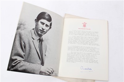 Lot 134 - The Investiture of the The Prince of Wales signed Order of Service