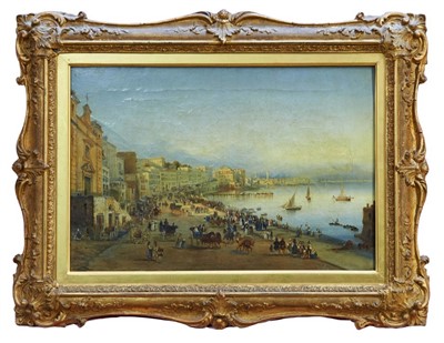 Lot 1300 - Pair of mid-19th century Italian school oils on canvas - The Bay Of Naples, indistinctly inscribed verso, in gilt frames, 32cm x 47cm