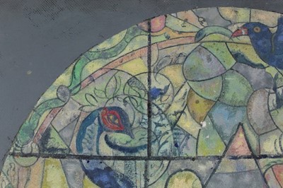 Lot 955 - Ernest Charles Wallcousins (1883-1976) oil on board - Design for a stained glass window in the manner of Chagall, 76 x 61cm.