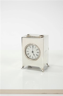 Lot 845 - Silver Carriage clock in leather travelling case