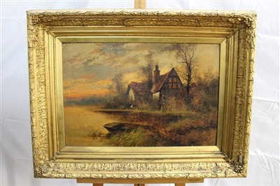 Lot 275 - F E Jamieson oil on canvas - Cottage in a landscape