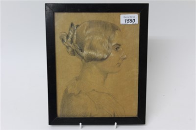 Lot 1550 - Attributed to William Mulready (1786-1863) pencil and chalk - portrait of a young lady, in glazed frame, 23cm x 18cm