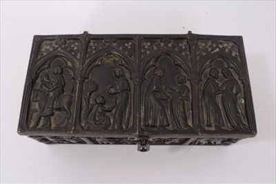 Lot 1119 - Mediaeval revival bronze casket