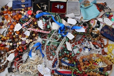 Lot 3237 - Collection of vintage bead necklaces and other costume jewellery